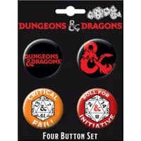 4 Button Set: Dungeons & Dragons Set 1