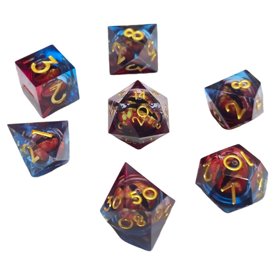 7 Dice Set: Neblua Liquid Core - Red Blue