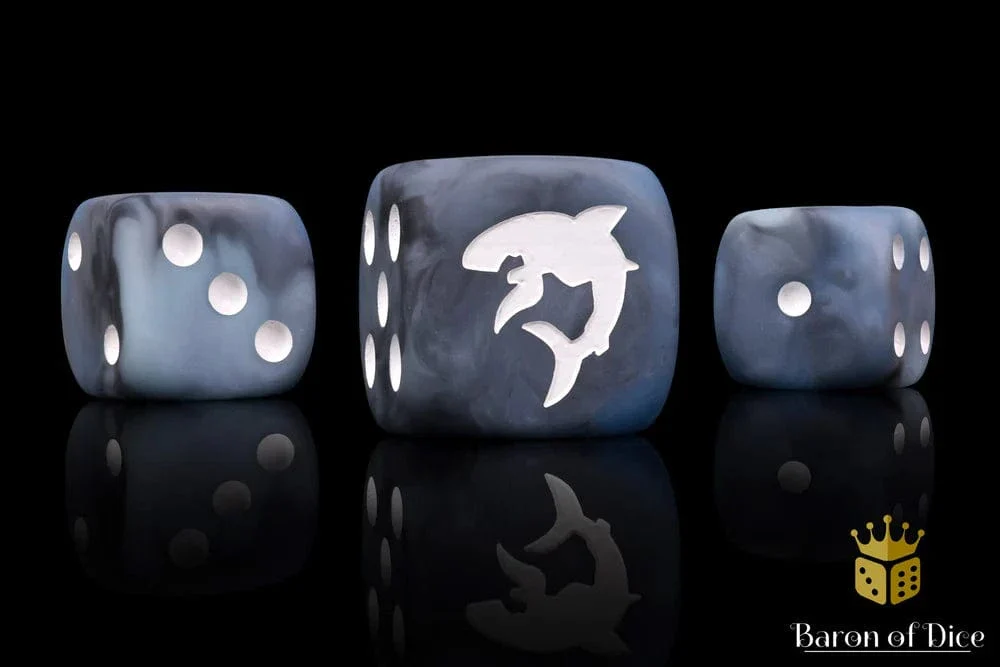 Baron of Dice: Carcharodon "Great White Shark" - Void Grey Round 16mm Dice