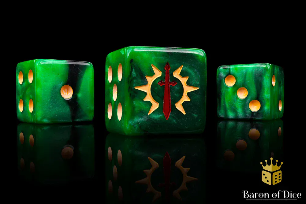 (Older) Baron of Dice: Consecrated Blades Green Dice - Set of 25