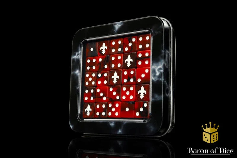 Baron of Dice: Fleur De Lis Purple Heritage 16mm Dice / Square Corner