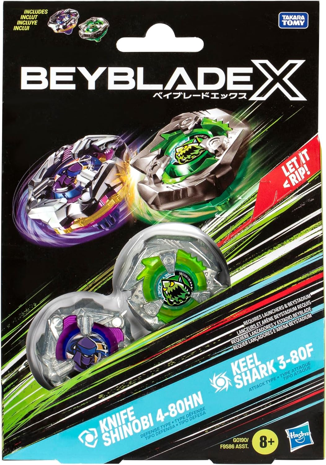 Beyblade X: Knife Shinobi 4-80HN vs. Keel Shark 3-80F
