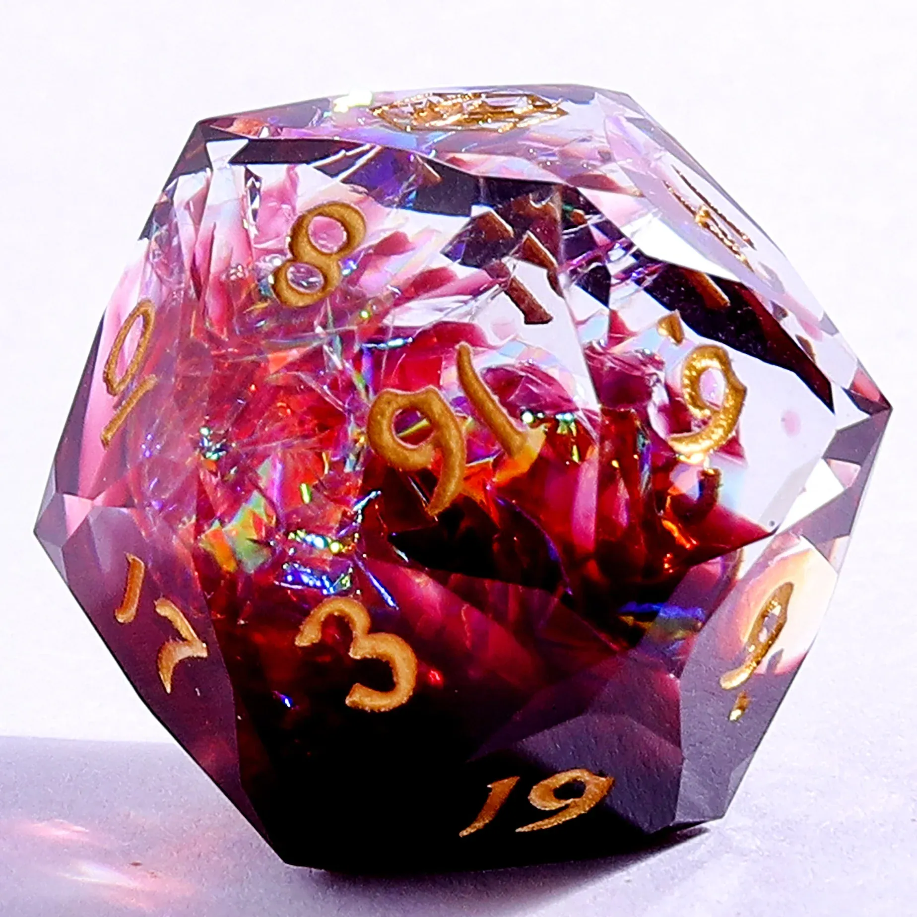 BRR108: Captured Magic Luster Cut Resin Dice Blood Crystal - Image 4