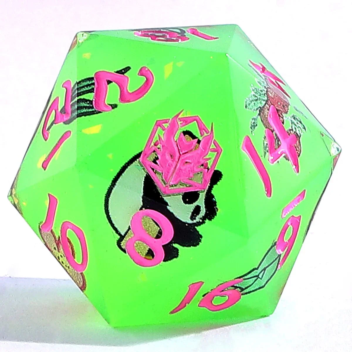BRR102: Captured Magic Sharp Edge Resin Dice - Pandemonium - Green - Image 2