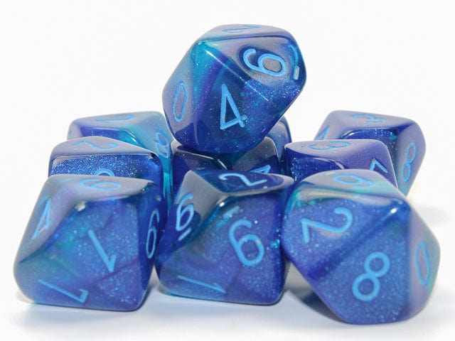 CHX26263: Chessex D10 Gemini Luminary Blue/Light Blue Set of Ten