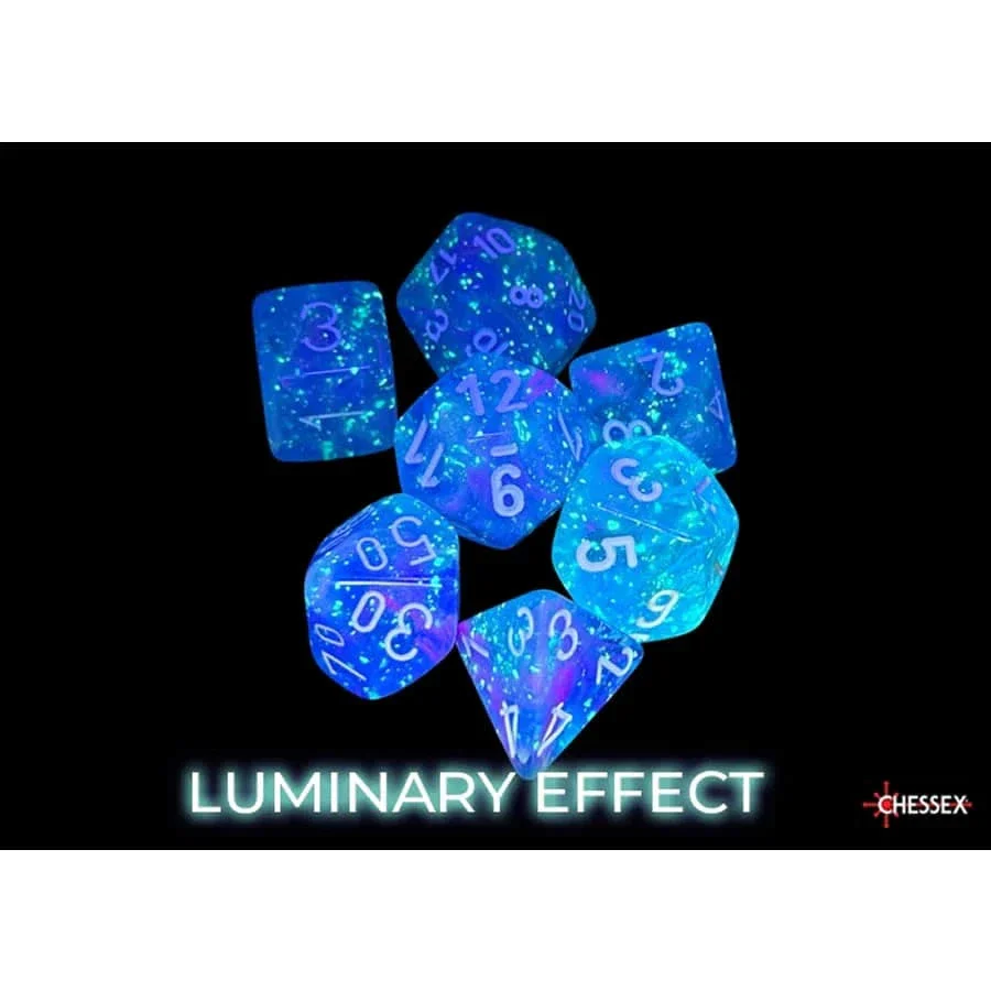 CHX27567: Chessex Nebula Aura/White Luminary Polyhedral 7-Dice Set - Image 4