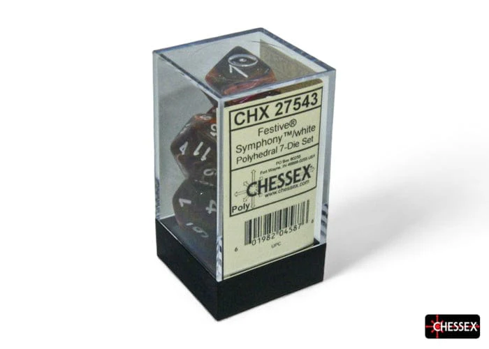 CHX27543: Chessex Festive Symphony/White Polyhedral 7-Dice Set