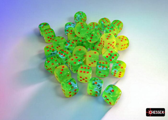 CHX26870: Chessex D6 Plasma Green-Teal/Orange Luminary Gemini Dice Block - Image 2