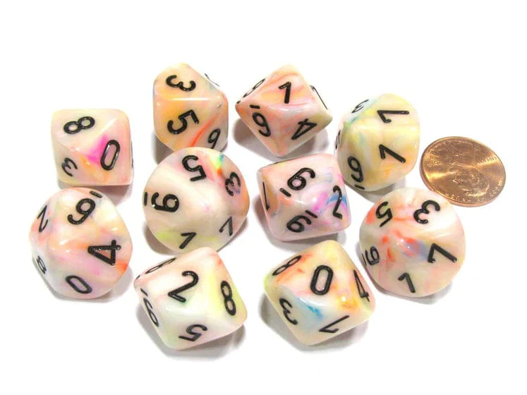 CHX27242 - Chessex Set of Ten d10 Festive Circus / Black