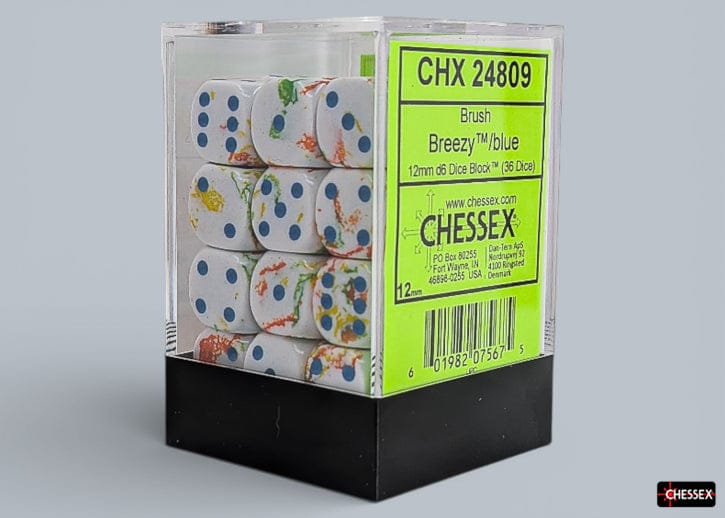 CHX24809: Chessex d6 12mm Dice Block 36ct - Brush Breezy with Blue - Image 2