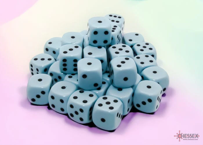 CHX25866: Chessex D6 Opaque Pastel Blue/Black Dice Block - Image 2