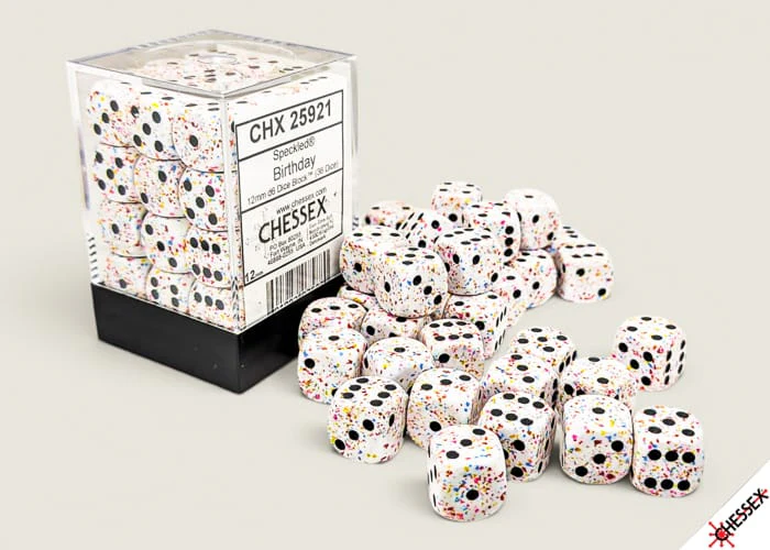 CHX25921 - Chessex Speckled Birthday D6 - 36ct Dice Block (Pre-Order)