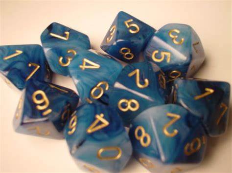 CHX27289: Chessex D10 Phantom Teal/Gold Set of Ten