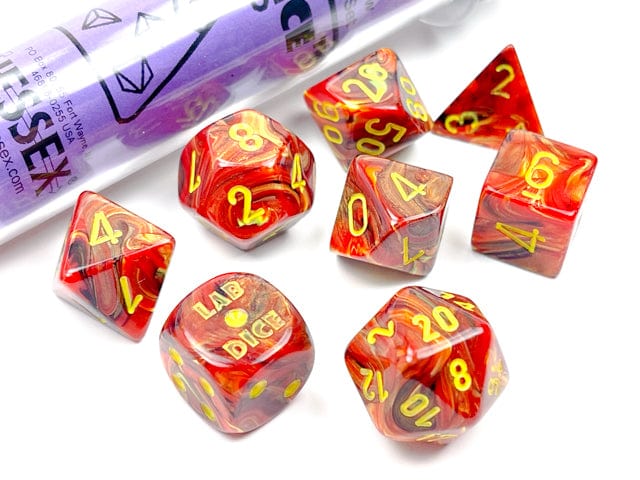 Chessex Dice: Vortex Underworld/Yellow Polyhedral 7-Dice Set (with bonus die) - 30050