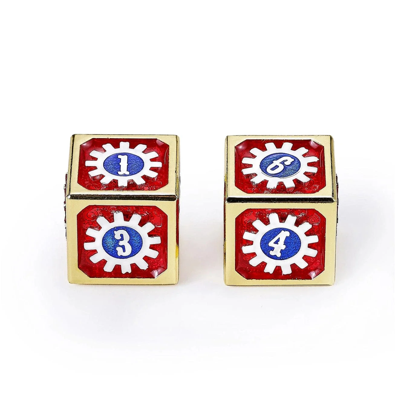 HY00479: Cogcraft Fidget D6 - Tesla - Red Blue Silver and Gold