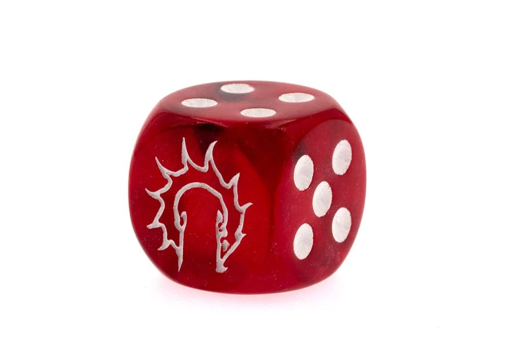 Conquest: First Blood Logo on Dark Red/Black Marbled Dice (Pre-Order) - Image 2