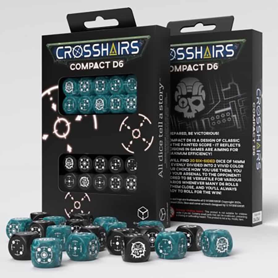 Crosshairs Compact D6 Dice: Stormy And Black