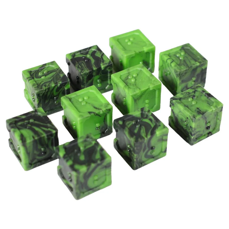 DOTS Braille Acrylic Dice: Cursed Acid D6 (Set of 10) (Pre-Order)