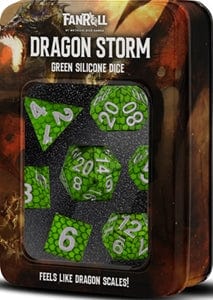 Dragon Storm Silicone Dice Set: Green Dragon Scales - 7 Set RPG Dice