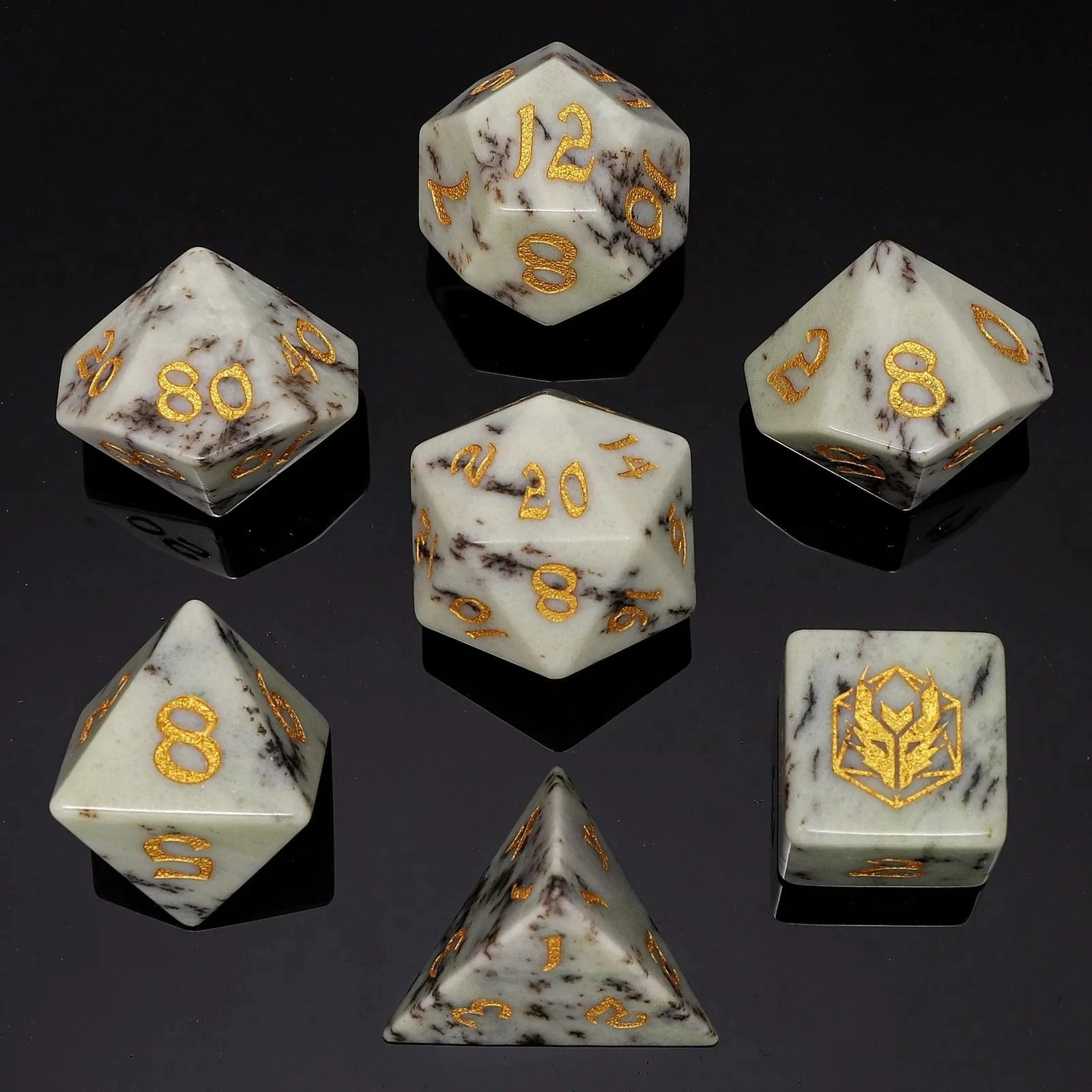 BRB037: Dragon's Hoard Gemstone Dice - Petrified Wood