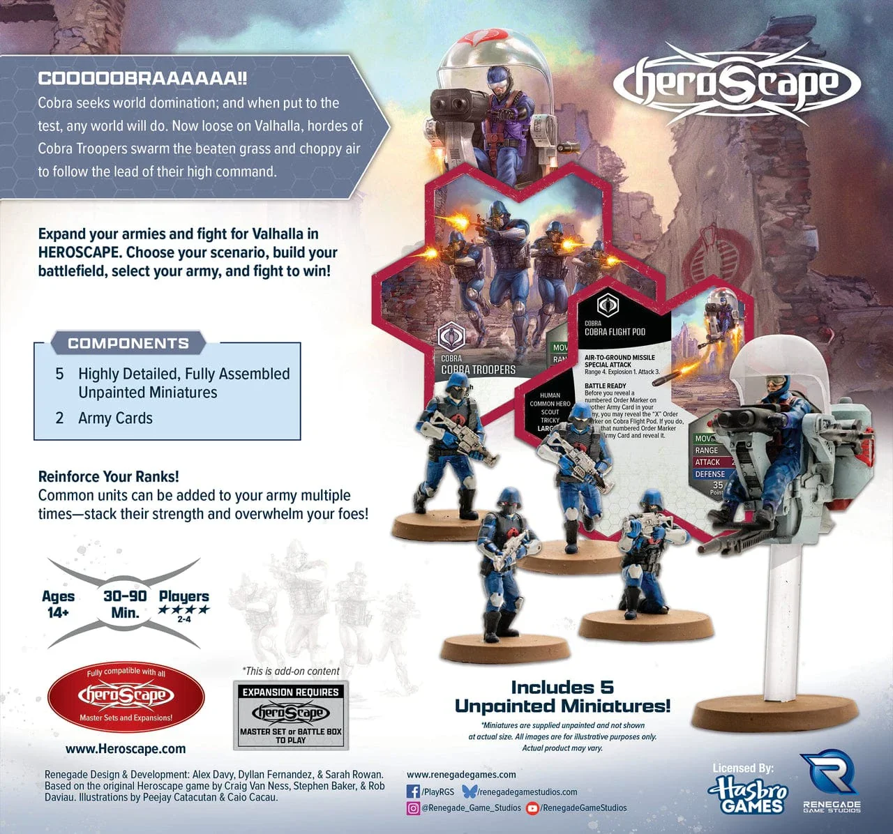 G.I. JOE Heroscape: COBRA Troopers & COBRA Flight Pod Common Army Expansion [Unpainted Edition] - Image 3