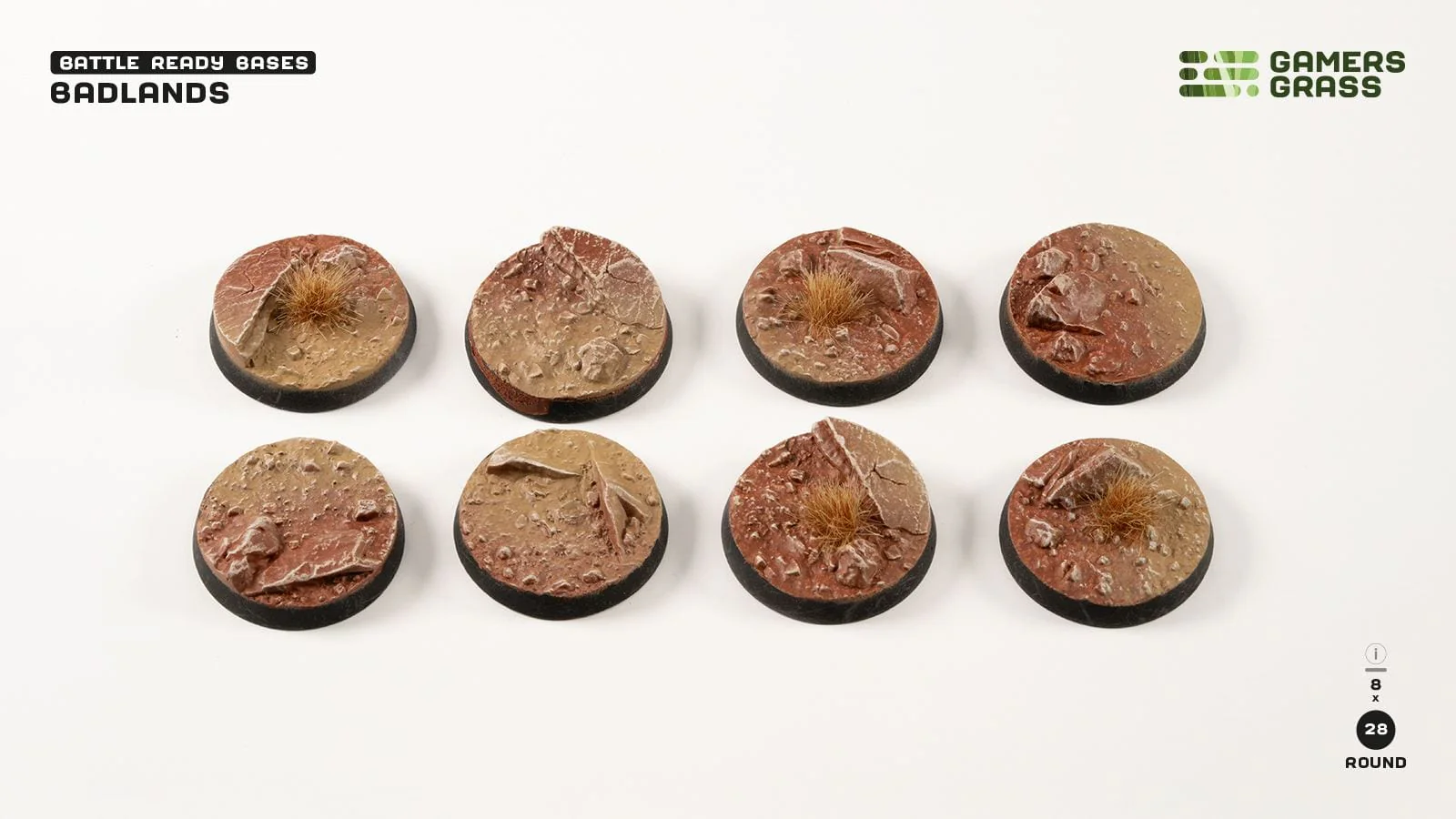 GamersGrass: Badlands Bases, Round 28mm (x8)