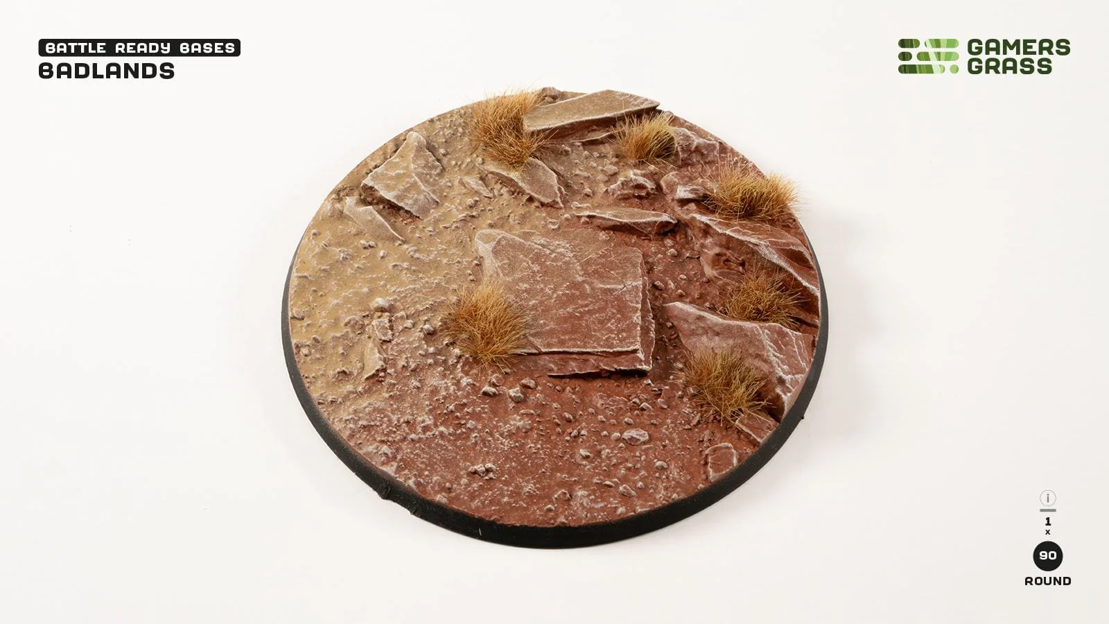GamersGrass: Badlands Bases, Round 90mm (x1)