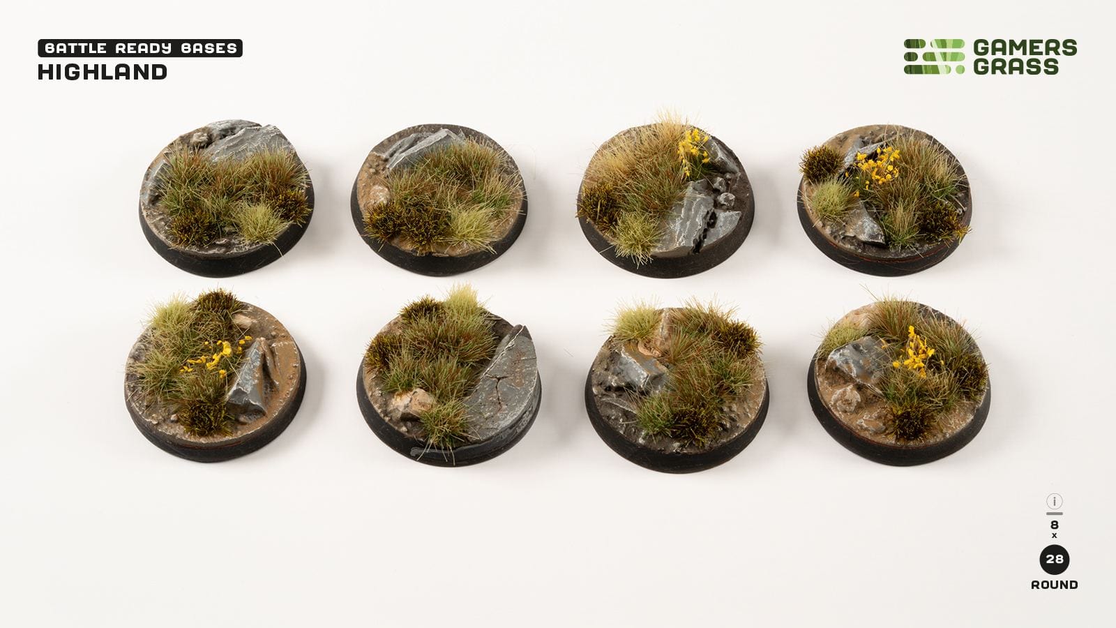 GamersGrass: Highland Bases, Round 28mm (x8)