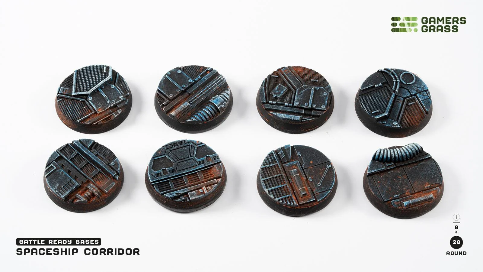 GamersGrass: Spaceship Corridor Bases, Round 28mm (x8)