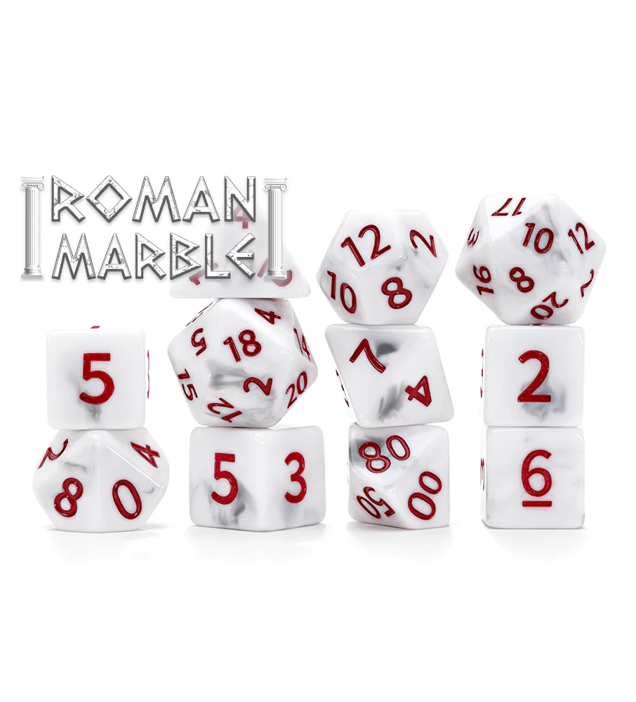 Gate Keeper Games 11 Die Set: Alea Simplex Dice - Roman Marble