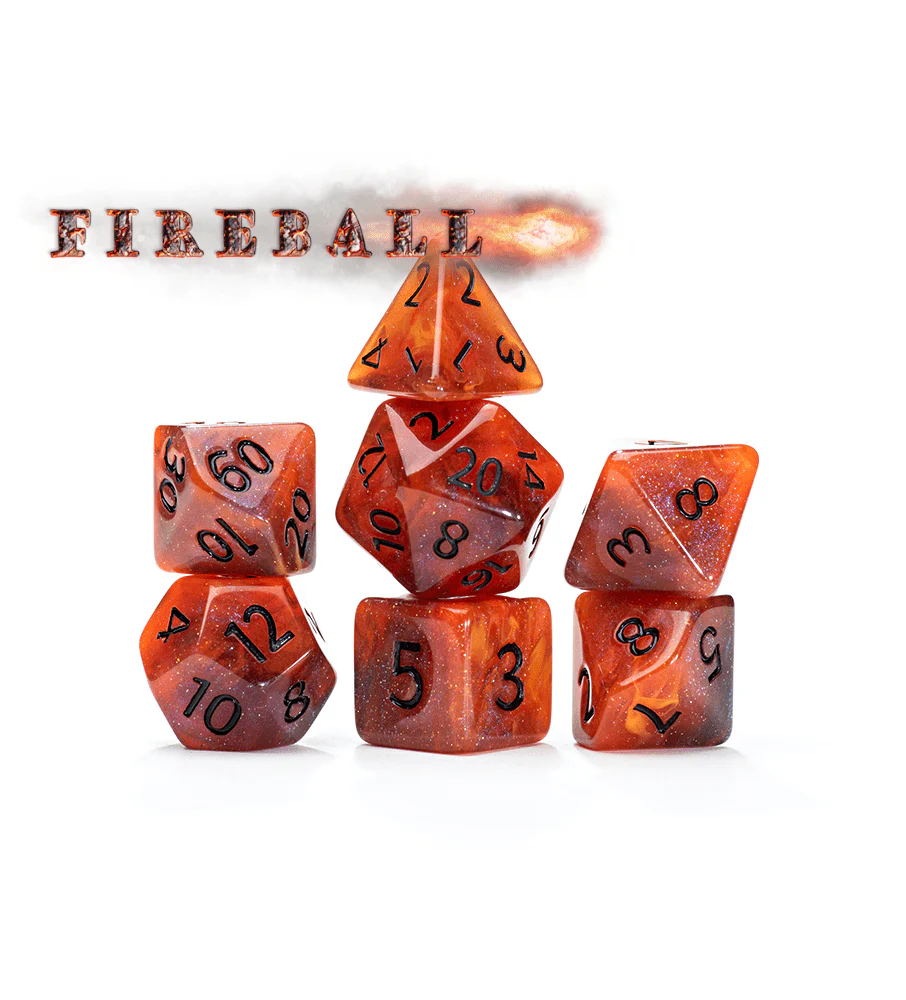 Gate Keeper Games 7 Die Set: Aether Dice - Fireball