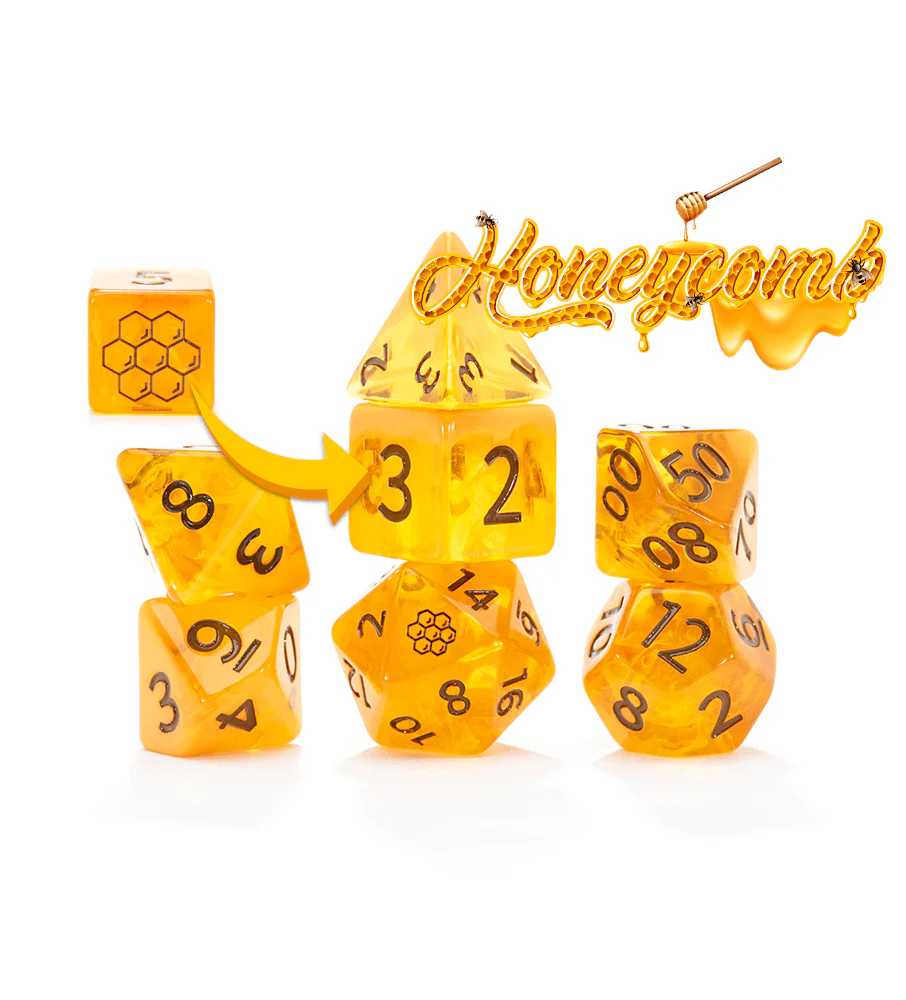 Gate Keeper Games 7 Die Set: Flowstone Dice - Honeycomb