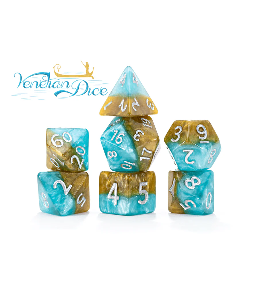 Gate Keeper Games 7 Die Set: Halfsies Dice - Venetian Dice