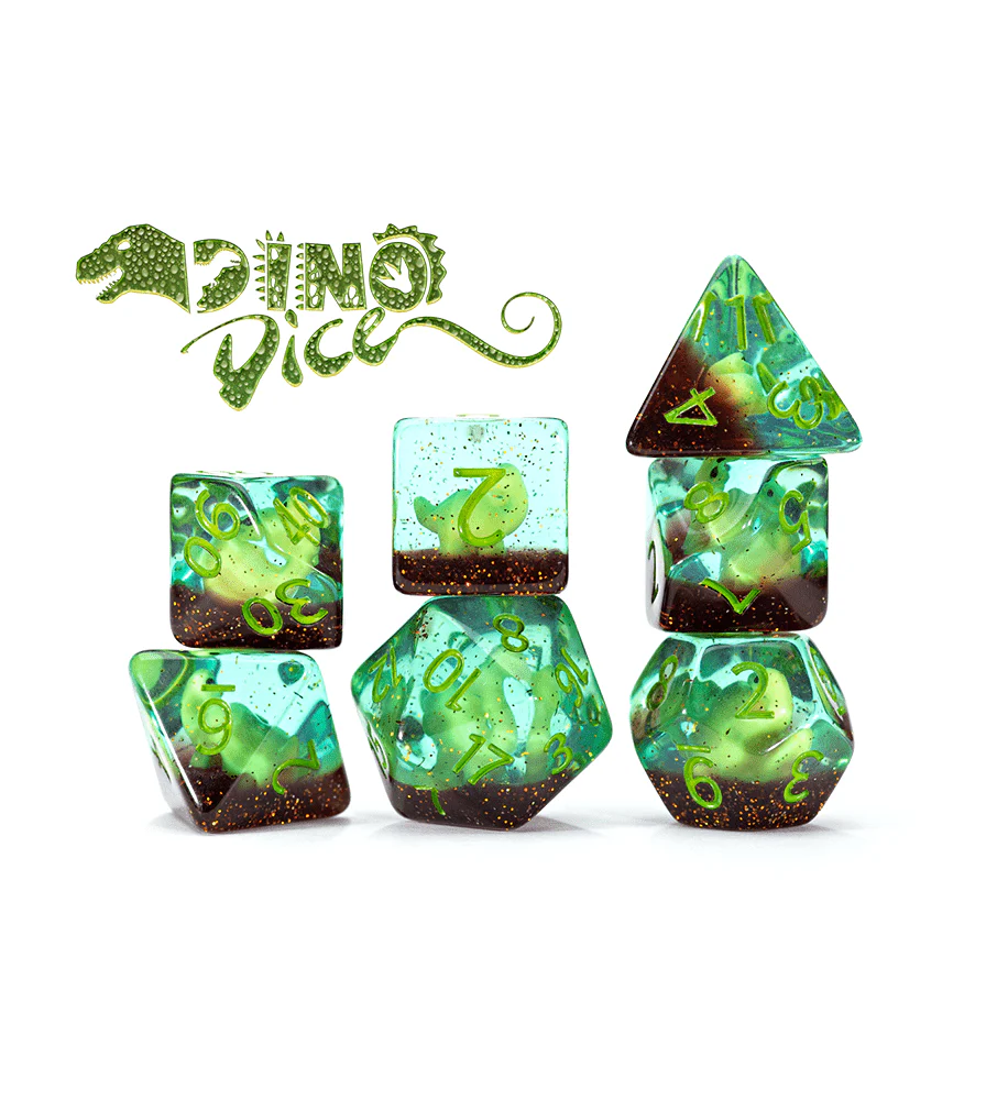 Gate Keeper Games 7 Die Set: Inclusion Dice - Dino Dice