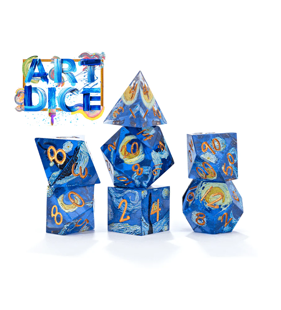 Gate Keeper Games Set of 7 RPG Dice: Art Dice - Van Gough Starry Night