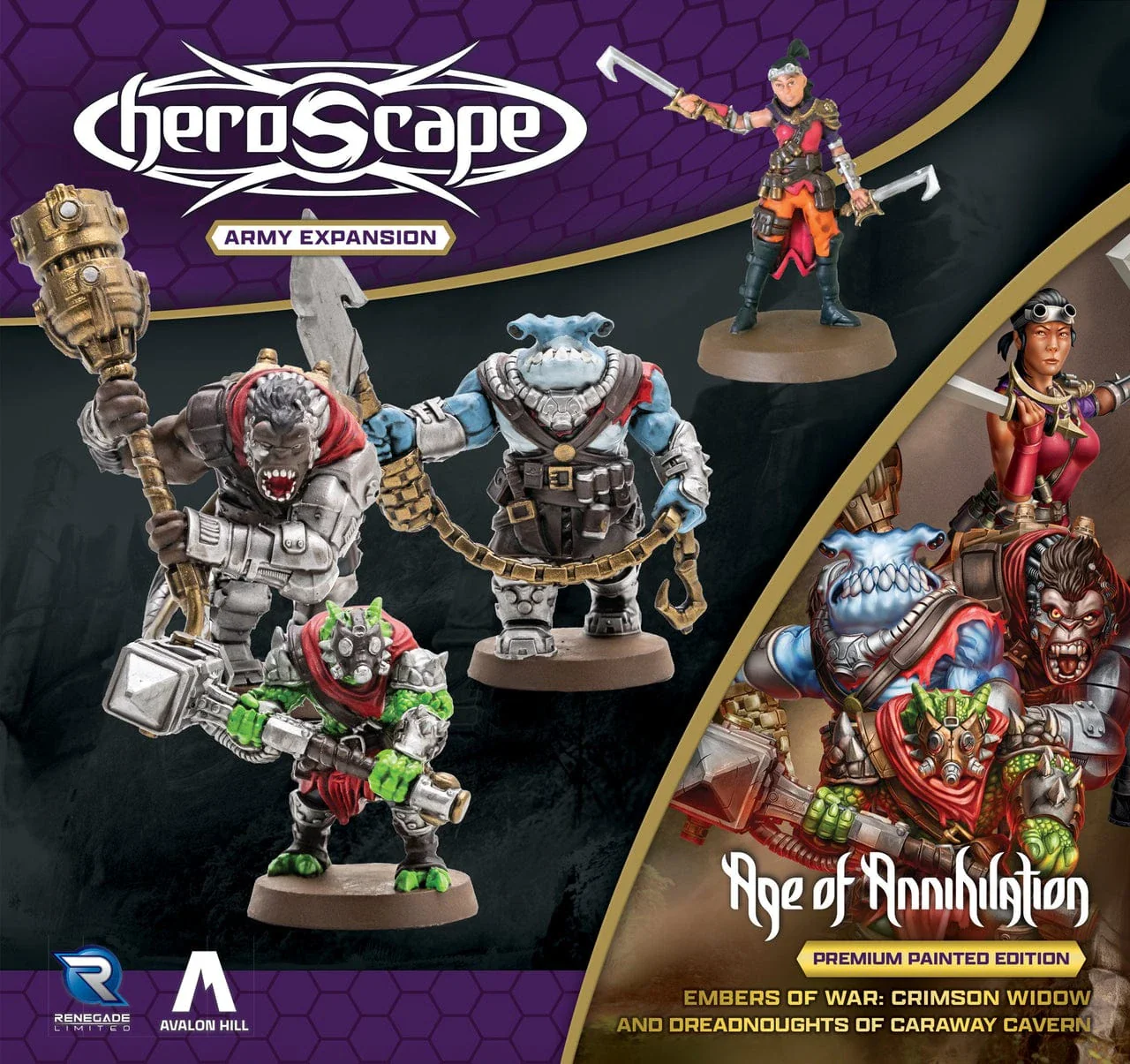 Heroscape: Crimson Widow & Dreadnoughts of Caraway Cavern Army Expansion [Unpainted] - Image 2