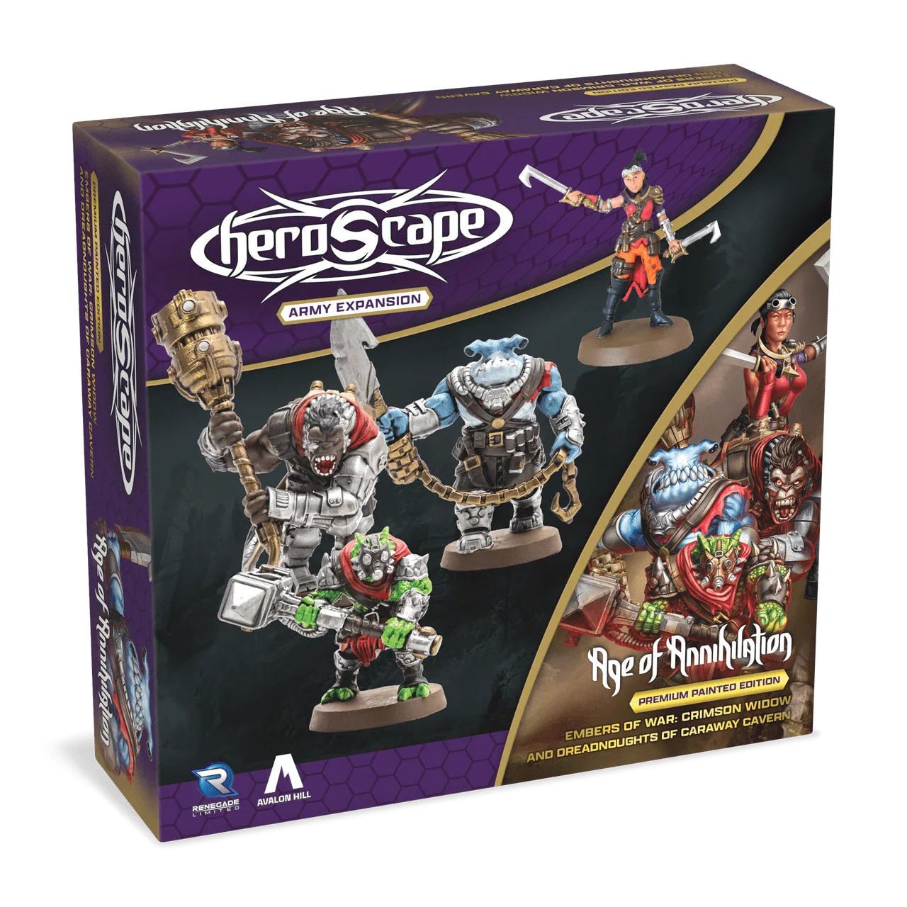 Heroscape: Crimson Widow & Dreadnoughts of Caraway Cavern Army Expansion [Premium Painted Edition]