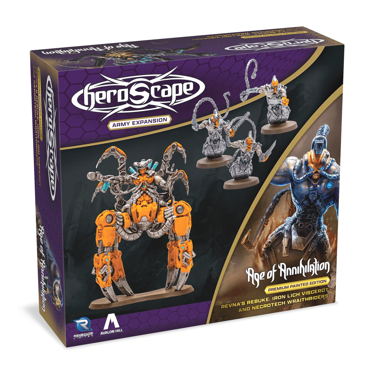 Heroscape: Revna's Rebuke - Iron Lich Viscerot and Necrotech Wraithriders Army Expansion [Premium Painted Edition]