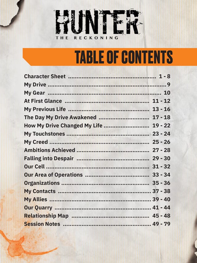 Hunter: The Reckoning - Expanded Character Sheet Journal - Image 2