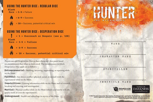 Hunter: The Reckoning - Expanded Character Sheet Journal - Image 4