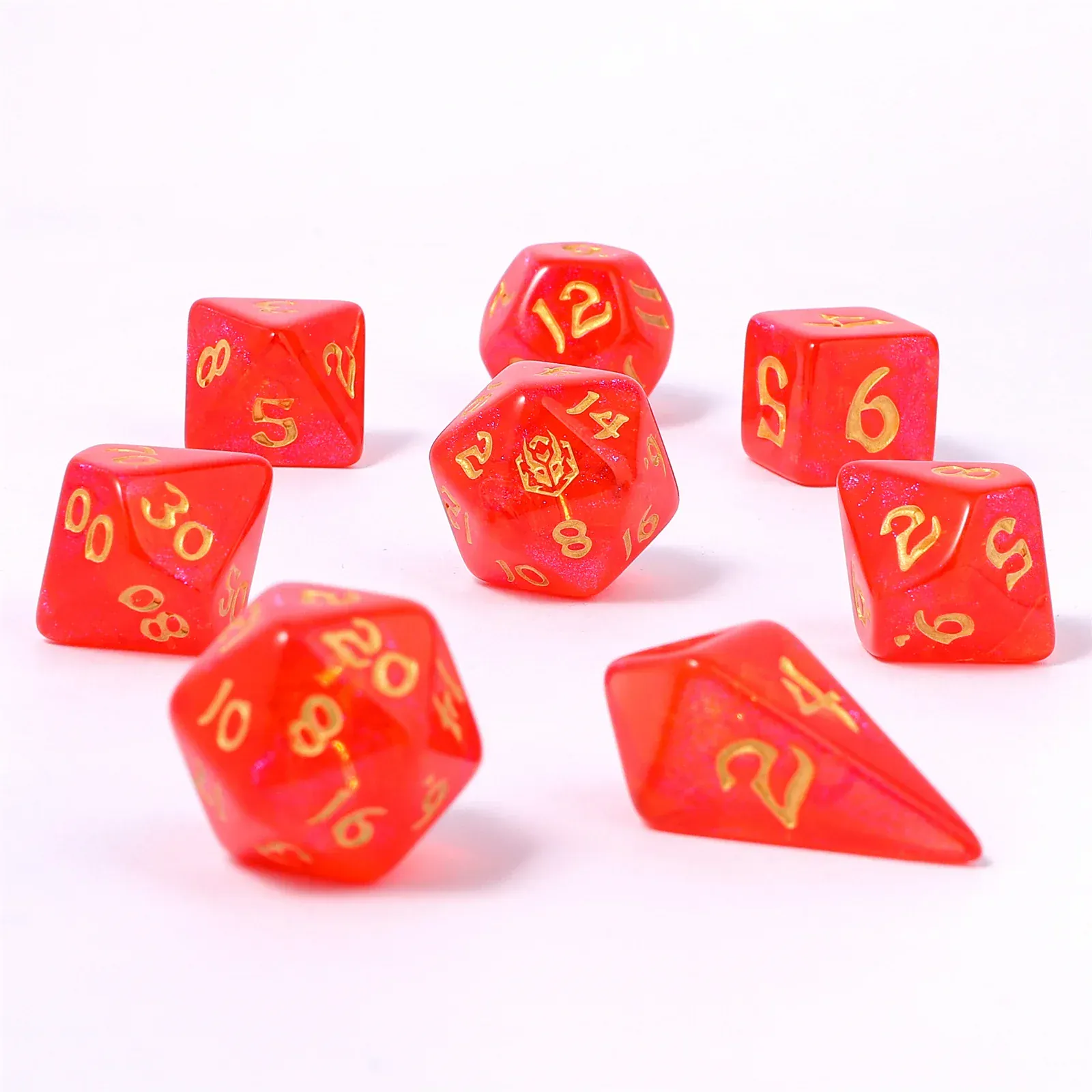 HY02027: 8pc Polyhedral Dice Set - Fireball