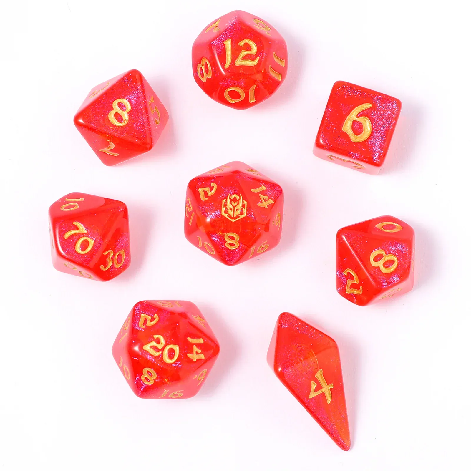 HY02027: 8pc Polyhedral Dice Set - Fireball - Image 2