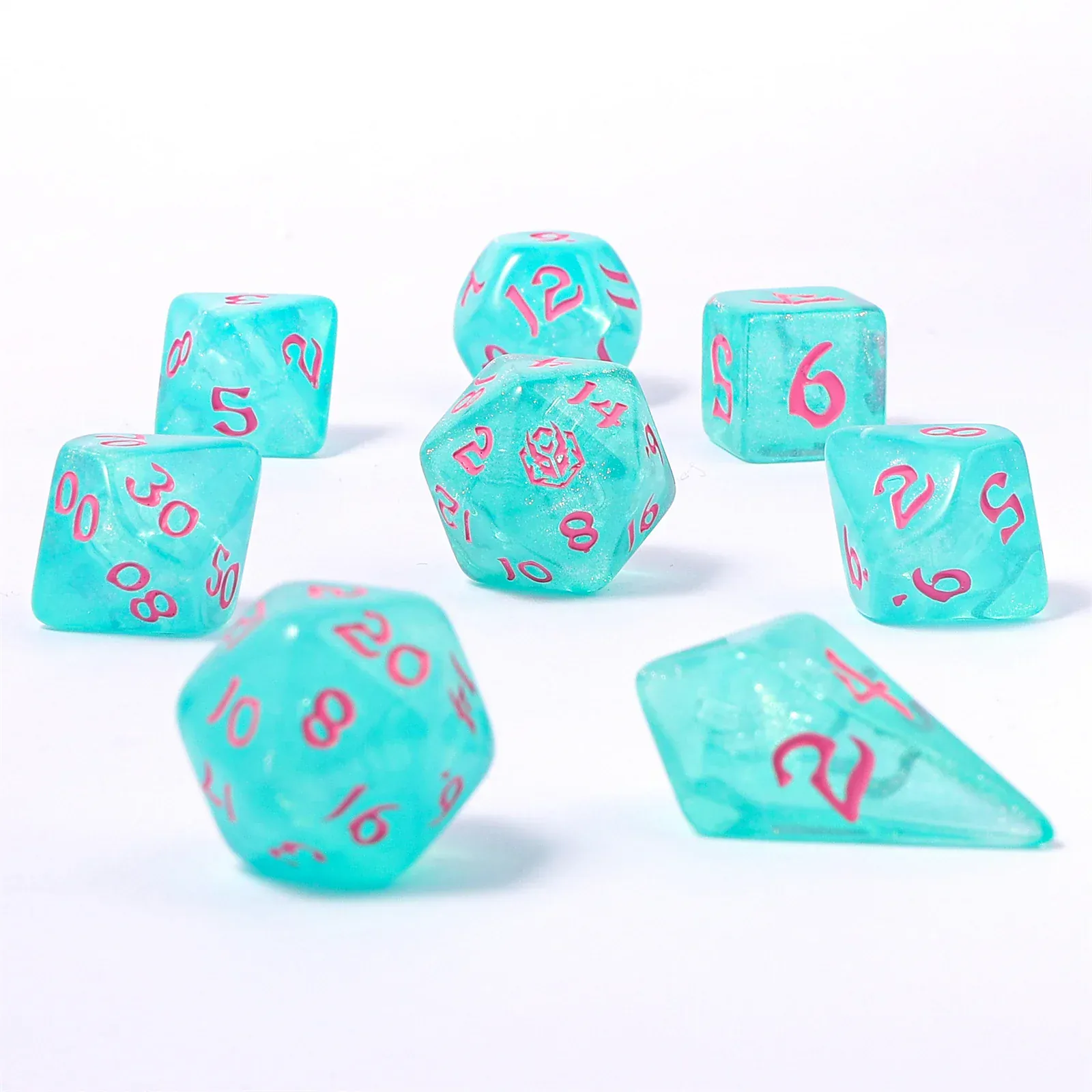 HY02028: Wyrmforged Rollers - Rounded Edge 8pc Polyhedral Dice Set - Love Potion - Image 3