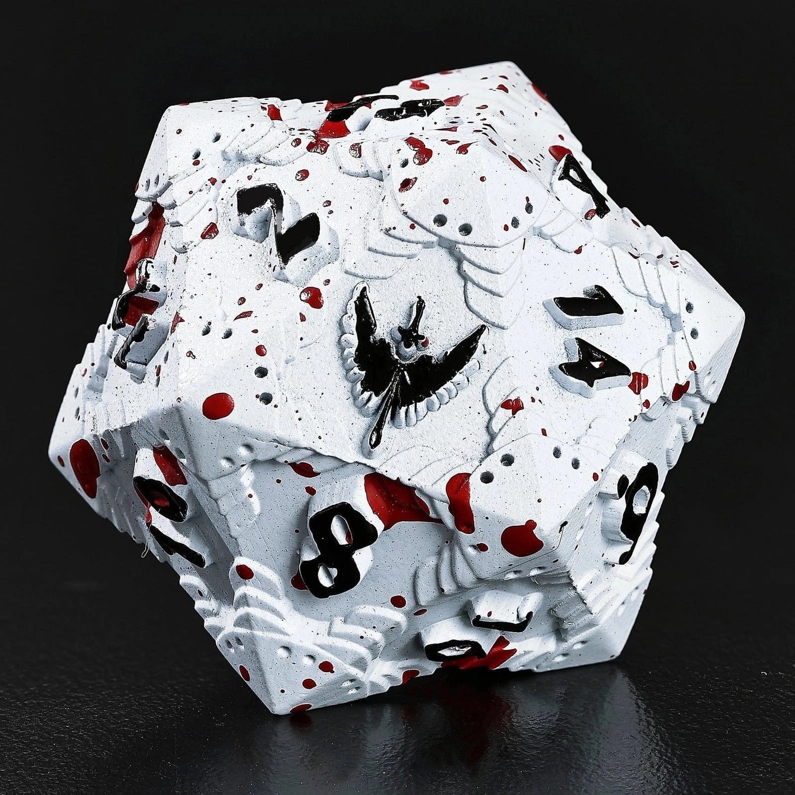 HY00463: Solid Metal Paladin Dice Set - Matt White/Blood Splatter - Image 2
