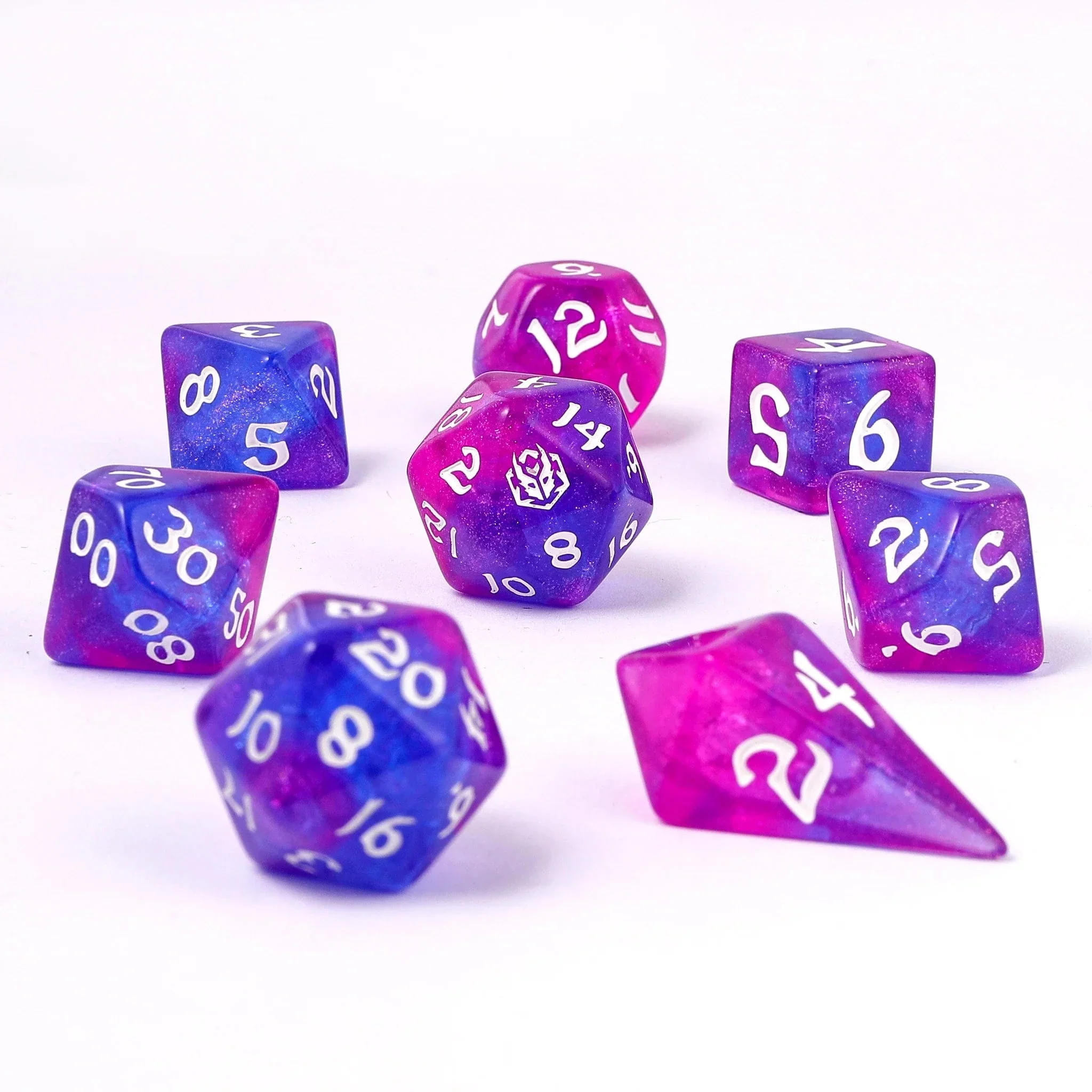 HY02008: Wyrmforged Rollers - Rounded Edge 8 Piece Polyhedral Dice set - Fairy Farts - Image 3