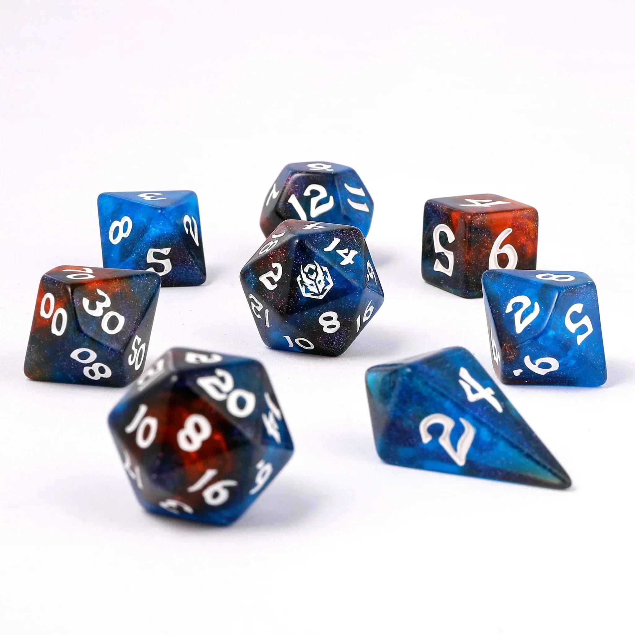 HY02009: Wyrmforged Rollers - Rounded Edge 8 Piece Polyhedral Dice set - Mystic Nebula - Image 2