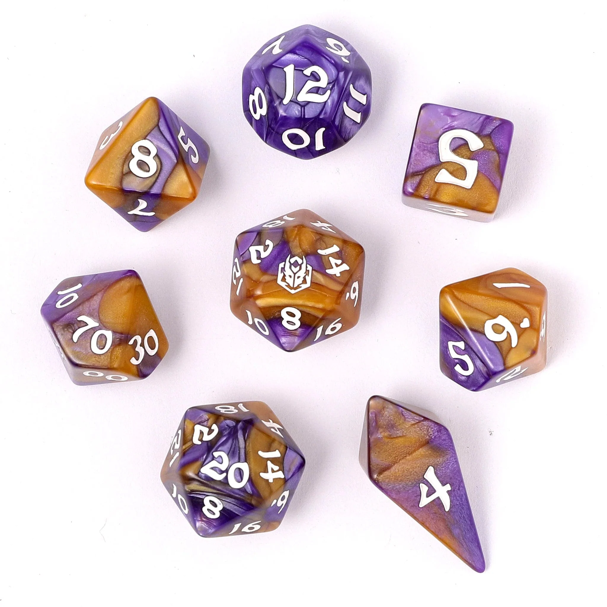 HY02014: Wyrmforged Rollers - Rounded Edge 8 Piece Polyhedral Dice set - Magister Robes