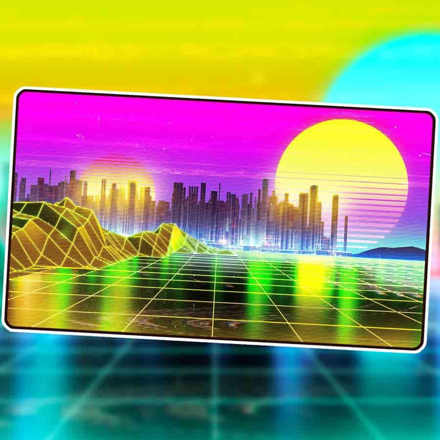 Infinite Black: Premium Retrowave Playmat: Plains