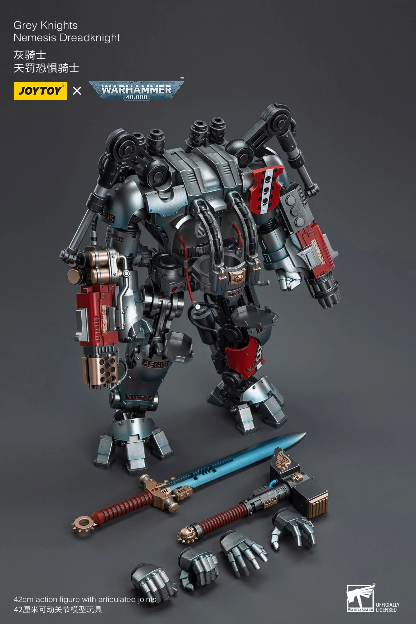 JoyToy x Warhammer 40,000: Grey Knights: Nemesis Dreadknight with Caddon Vibova Action Figure