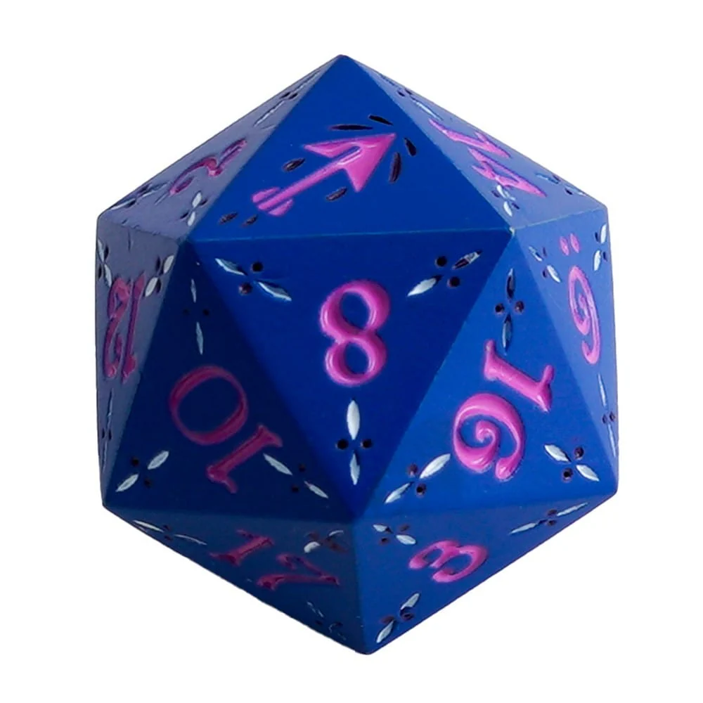 LPG Dice: Dual D20 Advantage Set - Rogue (Blue/Pink) Warrior (Bloodied Metal) (Pre-Order) - Image 2